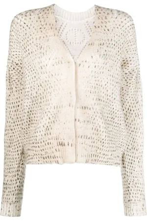 Twin-Set Brushed-effect open-knit cardigan