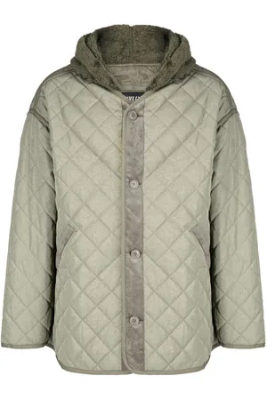 FIVE CM Button-down hooded quilted jacket