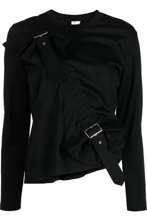 NOIR KEI NINOMIYA Ruched buckle-embellished cotton T-shirt