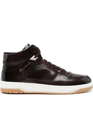 santoni Logo-print high-shine finish sneakers