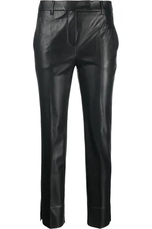 Incotex Slim-cut faux-leather trousers