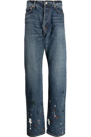 UNDERCOVER Bead-embellished straight-leg jeans