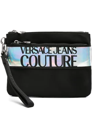 VERSACE Logo-print zip-fastening clutch bag