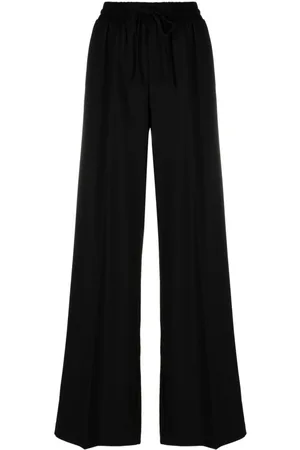 Twin-Set Gold-tone logo plaque wide-leg trousers