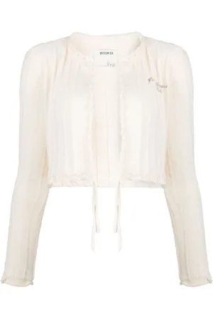 Musium Div. Logo-embroidered ribbed cardigan