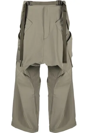 Acronym Belted ruched drop-crotch trousers