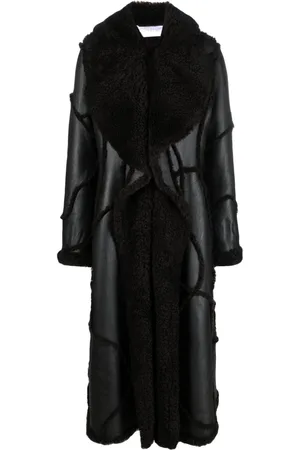 Chloé Shearling-trim leather coat