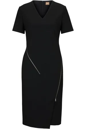 HUGO BOSS V-neck zip-detail dress