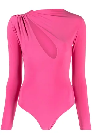 Bodysuits - Pink - women : Lace, Plunge & Long-Sleeve
