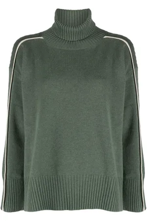 LORENA ANTONIAZZI Roll-neck piped-trim detail jumper
