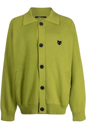 SONGZIO Collared Panther logo-patch cardigan
