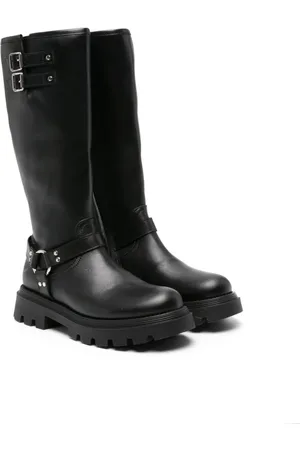 GALLUCCI Buckled knee-high leather boots