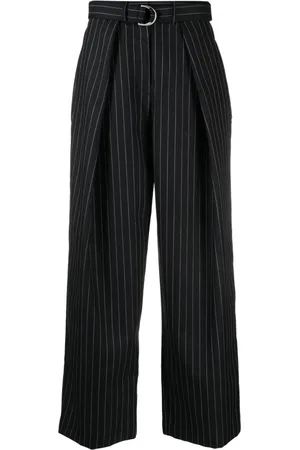 There Was One Pinstripe-pattern belted trousers