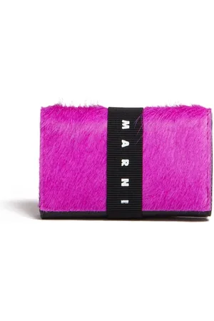 Marni Logo-strap brushed-effect wallet