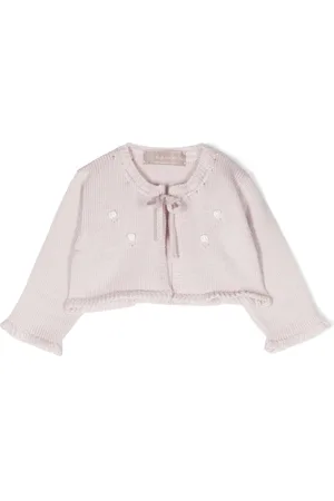 LA STUPENDERIA Floral-embroidered ribbed-knit jacket