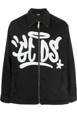 GCDS Grafitti-print cotton denim jacket