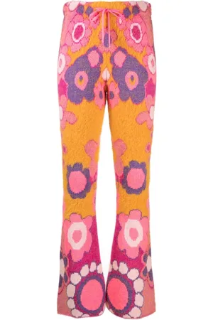 ERL Floral-print drawstring flared trousers