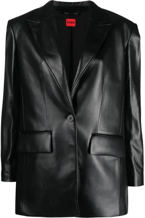 HUGO BOSS Logo-debossed single-breasted blazer