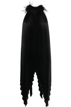 Styland Feather-detail pleated mini dress
