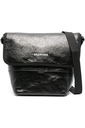 BALENCIAGA Car Flap Distressed Full-Grain Leather Messenger Bag