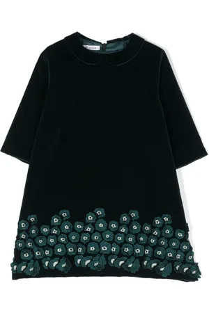 JESURUM BABY Floral-embroidered velvet dress