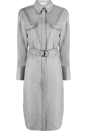 Brunello Cucinelli Monili-chain belted shirtdress