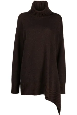 ZIGGY CHEN Roll-neck asymmetric wool jumper