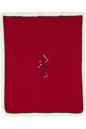 LA STUPENDERIA Embroidered-slogan wool blanket