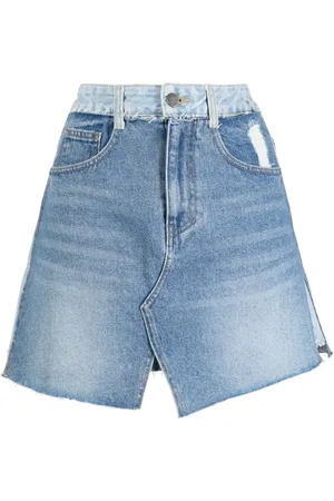 SJYP Contrast-waist denim skirt