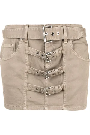 BLUMARINE Buckle-embellished denim miniskirt