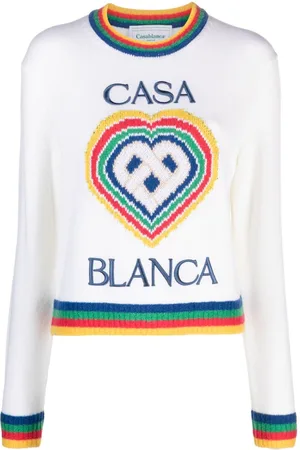Casablanca Heart logo-intarsia bouclé jumper
