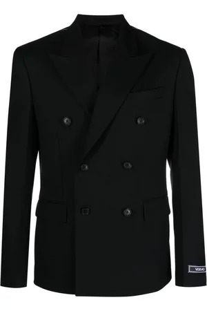 VERSACE Double-breasted virgin wool blazer