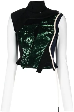 OTTOLINGER Sequin-embellished panelled top