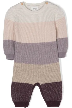 KNOT Striped ribbed-knit romper