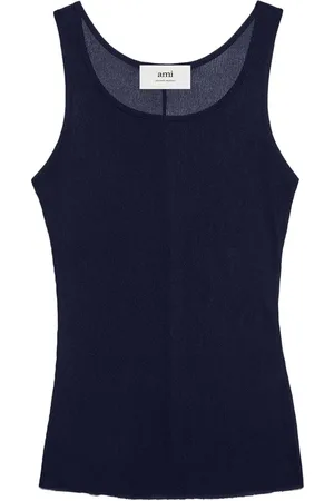Ami Semi-sheer round-neck tank top