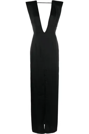 MAISON CLOSE V-neck satin-weave dress