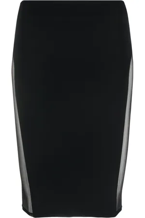 MAISON CLOSE High-waisted semi-sheer pencil skirt