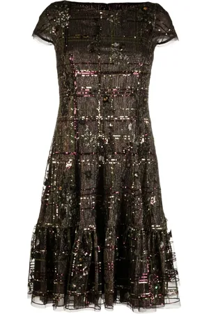 TALBOT RUNHOF Sequin-embellished metallic dress