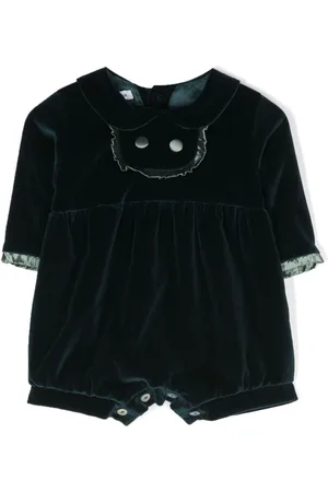 JESURUM BABY Ruffled-trim velvet romper