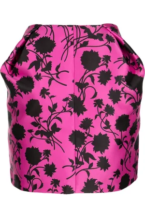 VERSACE Floral-print wool skirt