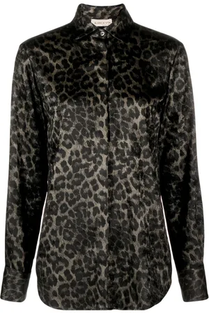 BLANCA Leopard-print satin shirt