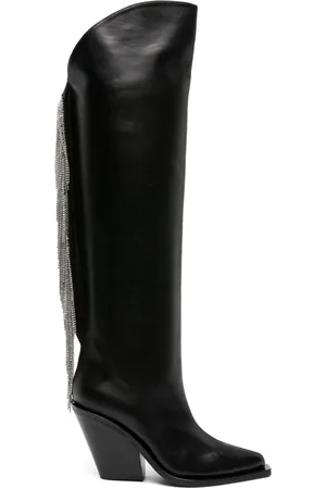LE SILLA Jewel 100mm crystal-fringe cowboy boots