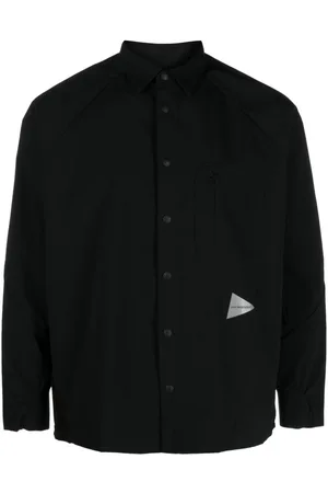 and wander Logo-patch spread-collar shirt