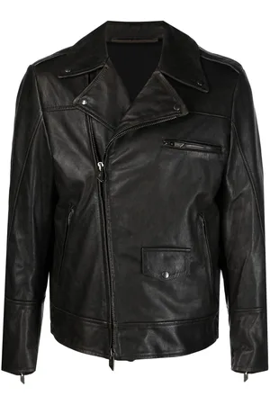 SALVATORE SANTORO Notch-collar biker leather jacket