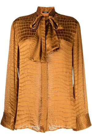 VERSACE Croc-effect scarf-tie shirt