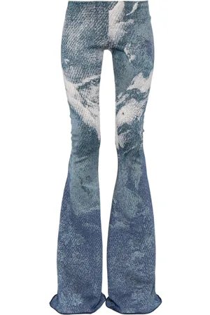 Roberto Cavalli Patterned-jacquard glitter flared trousers