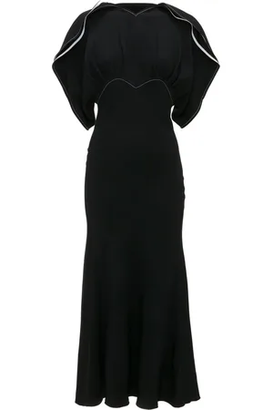 Victoria Beckham Draped-sleeve flared midi dress