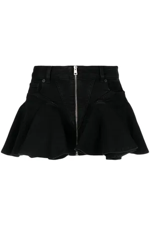 MUGLER Flared denim miniskirt