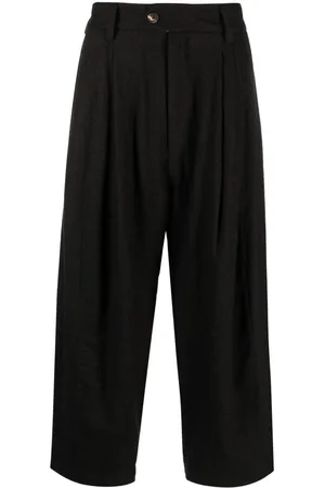 ZIGGY CHEN Pleated virgin wool drop-crotch trousers