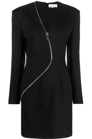 GENNY Decorative-zip long-sleeve minidress